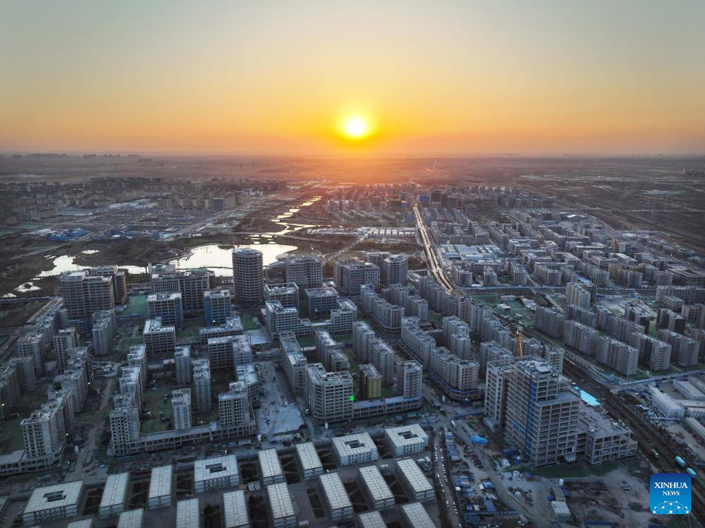 Sunrise scenery in Xiong'an New Area